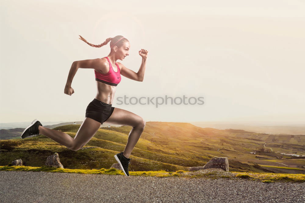 Similar – Image, Stock Photo athletic woman running