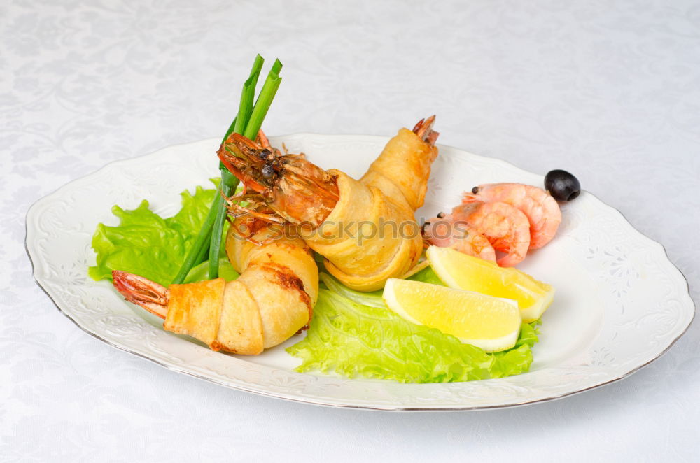 Image, Stock Photo Spaghetti seafood with anchovies, shrimps and octopus