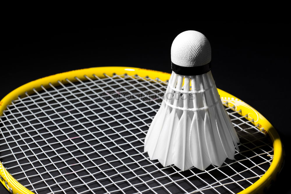 Similar – a badminton ball is lying on a badminton racket in the grass