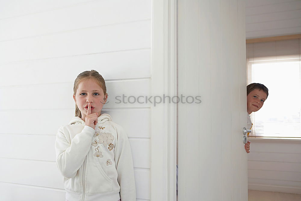 Similar – Image, Stock Photo baby playing and hiding with white curtains