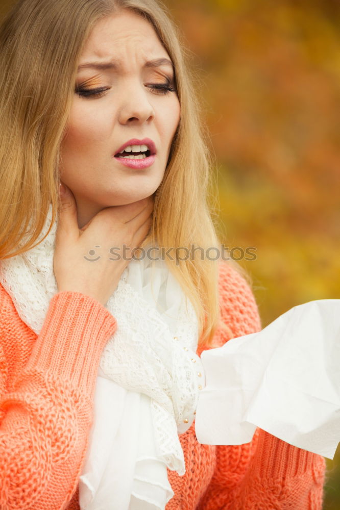 Image, Stock Photo Blonde woman with yellow woollen sweater