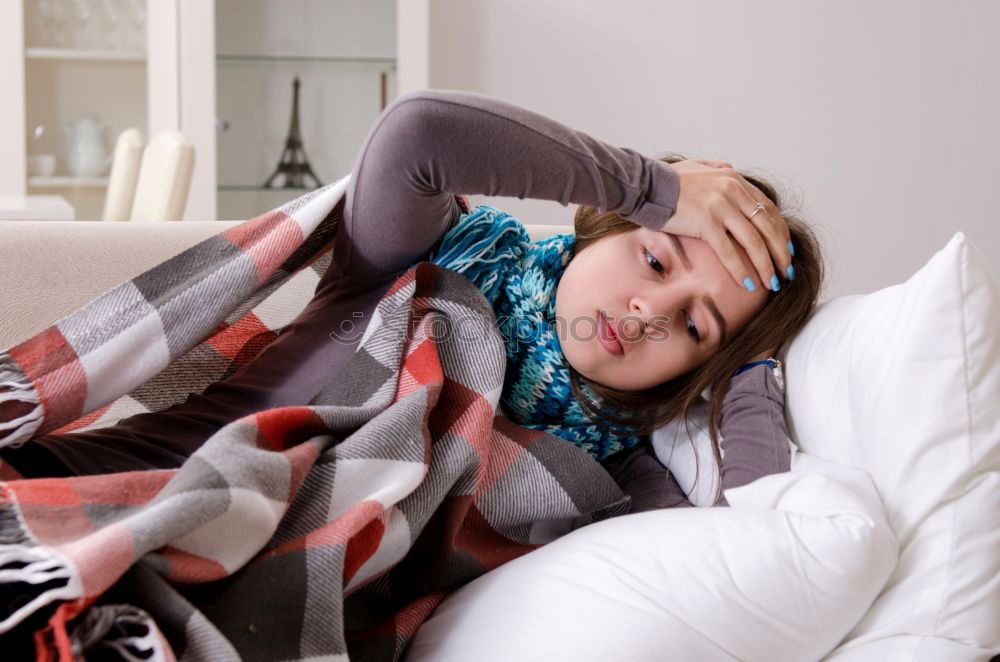 Cold child lying on the bed