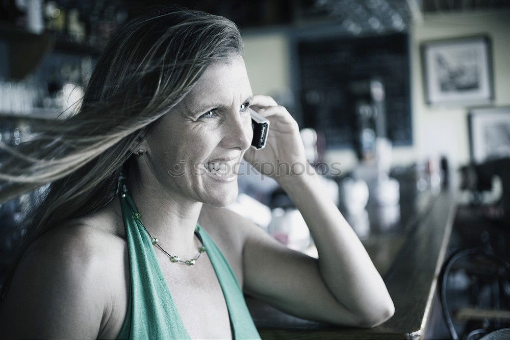 Image, Stock Photo Friendly woman with smartphone