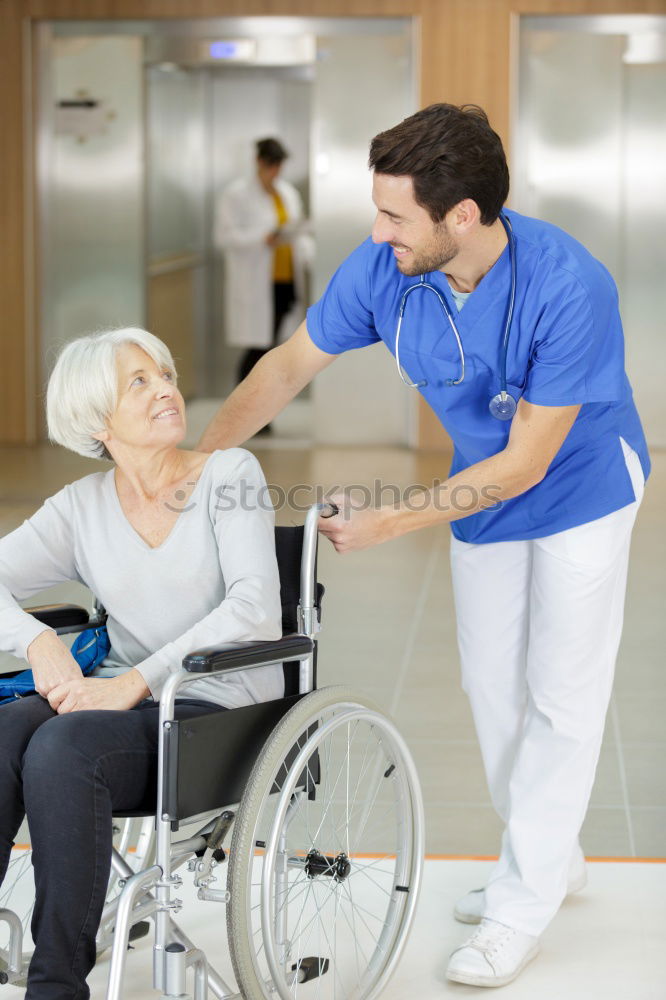 Similar – Senior woman sitting in wheelchair in hospital