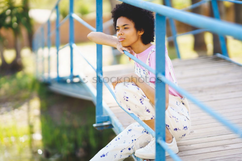 Similar – Image, Stock Photo Pretty ethnic woman on steps