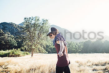 Image, Stock Photo Cheerful man in mountains