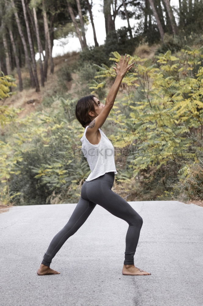 Similar – Image, Stock Photo Black woman, afro hairstyle, doing yoga in warrior figure