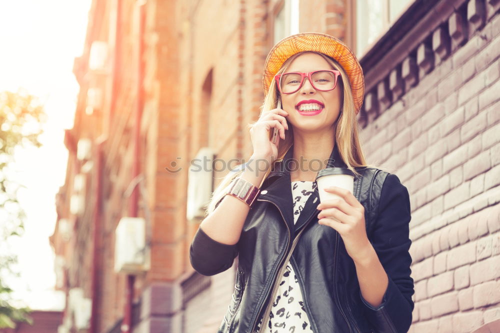 Similar – Image, Stock Photo Laughing woman posing at street