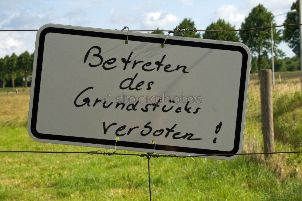 Similar – Image, Stock Photo Do not leave the path, written on a white sign in black, above a meadow in nature