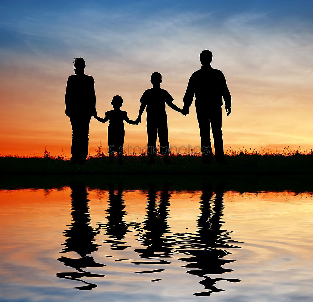 Similar – Silhouette of happy family