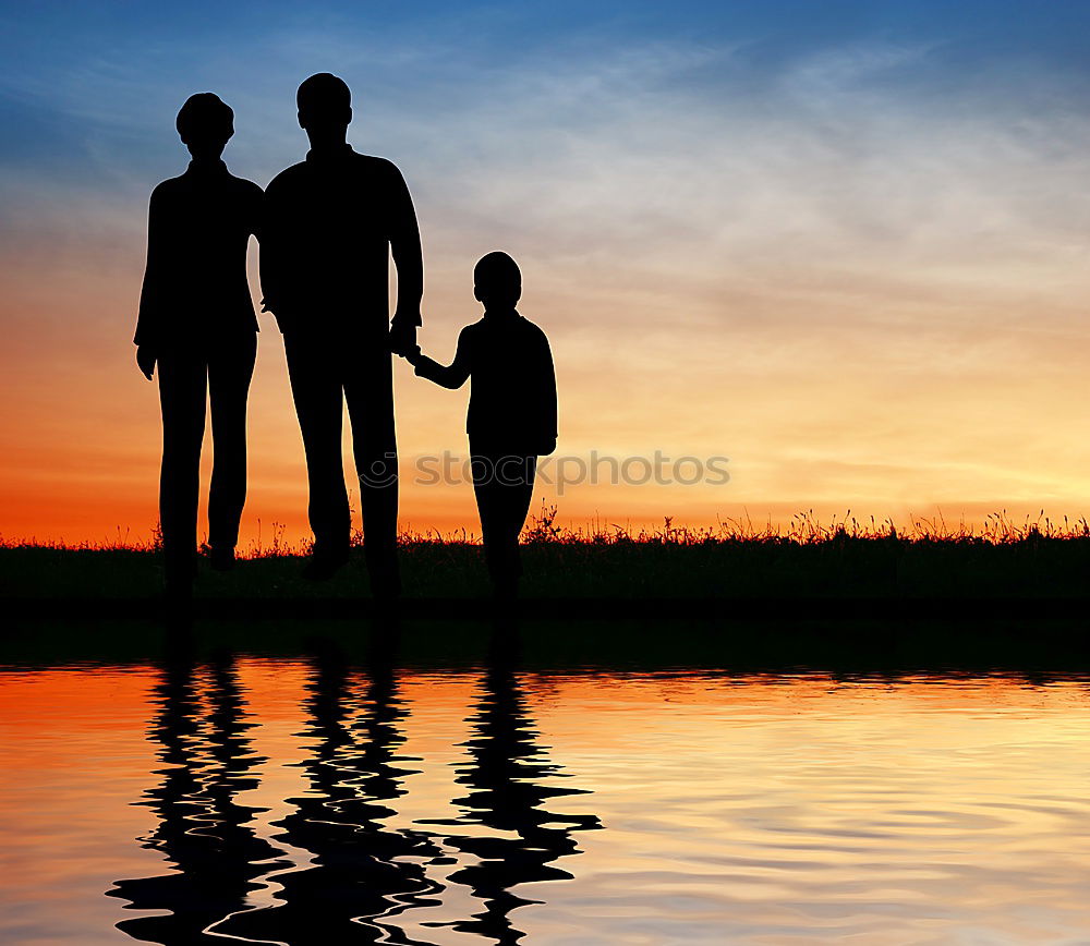 Similar – Silhouette of happy family