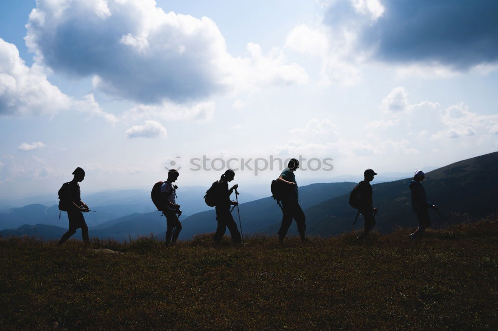 Similar – Image, Stock Photo Women and men hiking