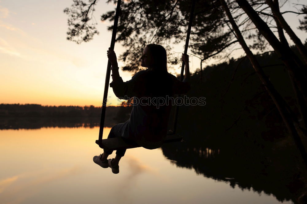 Similar – lake view Lake Woman