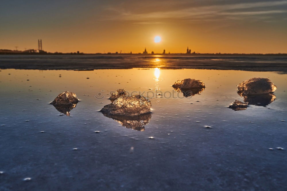 Image, Stock Photo View over the Warnow to Rostock in winter