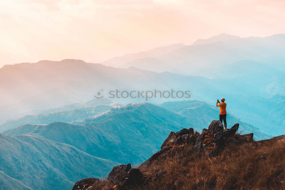 Similar – Image, Stock Photo Woman in coat on hill Hill