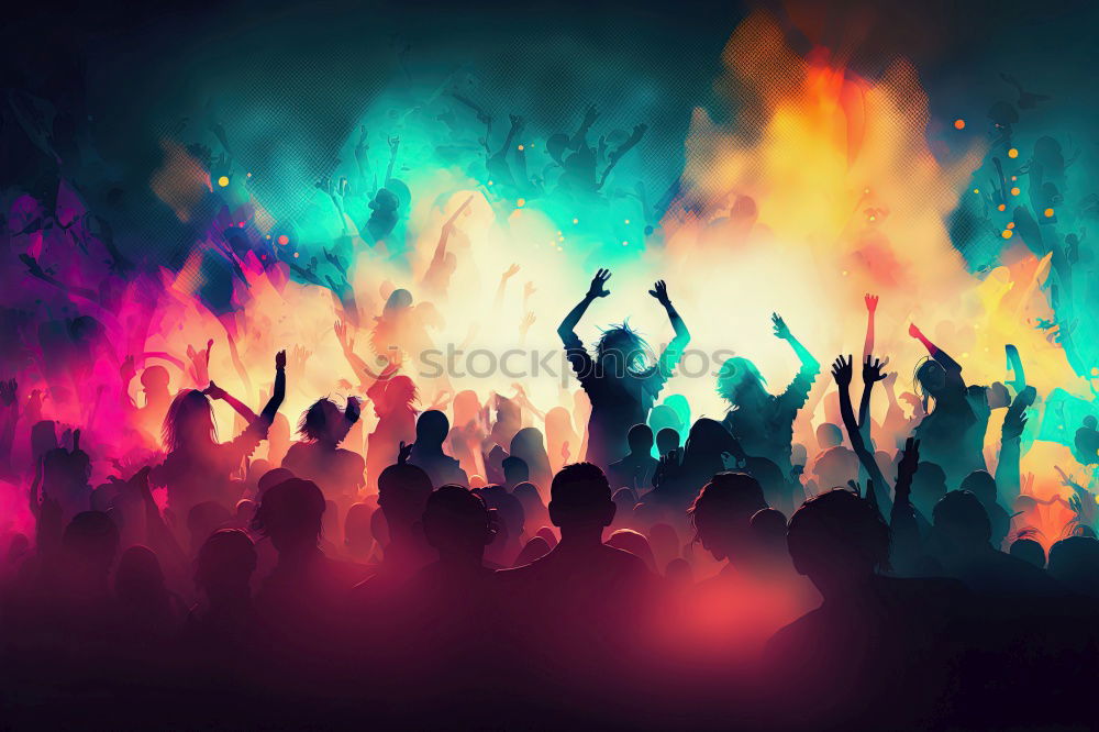 Similar – Image, Stock Photo Crowd with hands up during a concert.