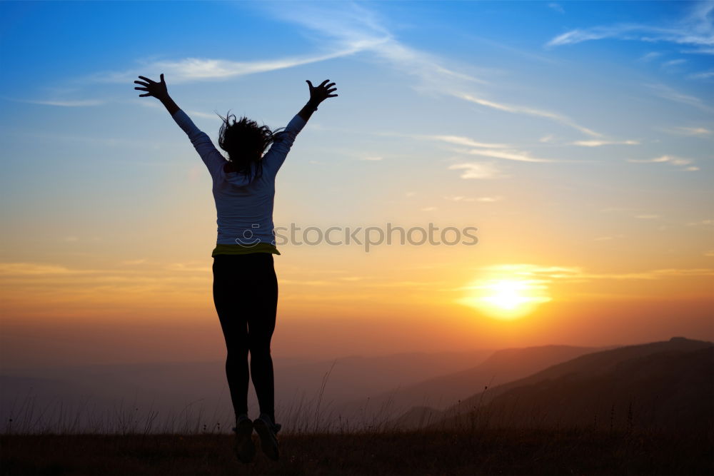 Similar – Image, Stock Photo Silhouette of young woman against sunset