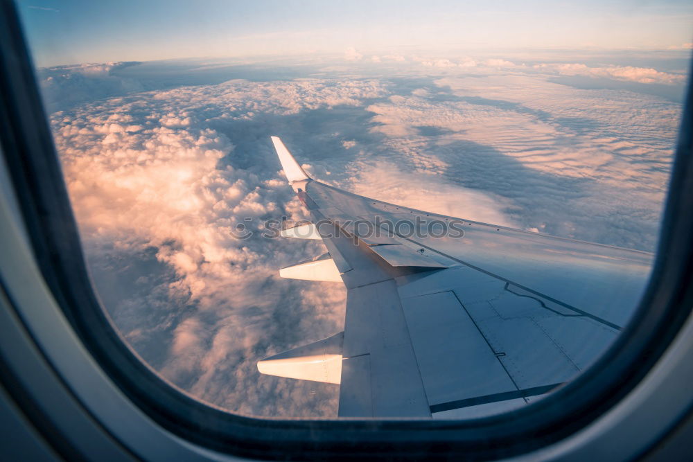 Similar – Image, Stock Photo evening flight Airplane