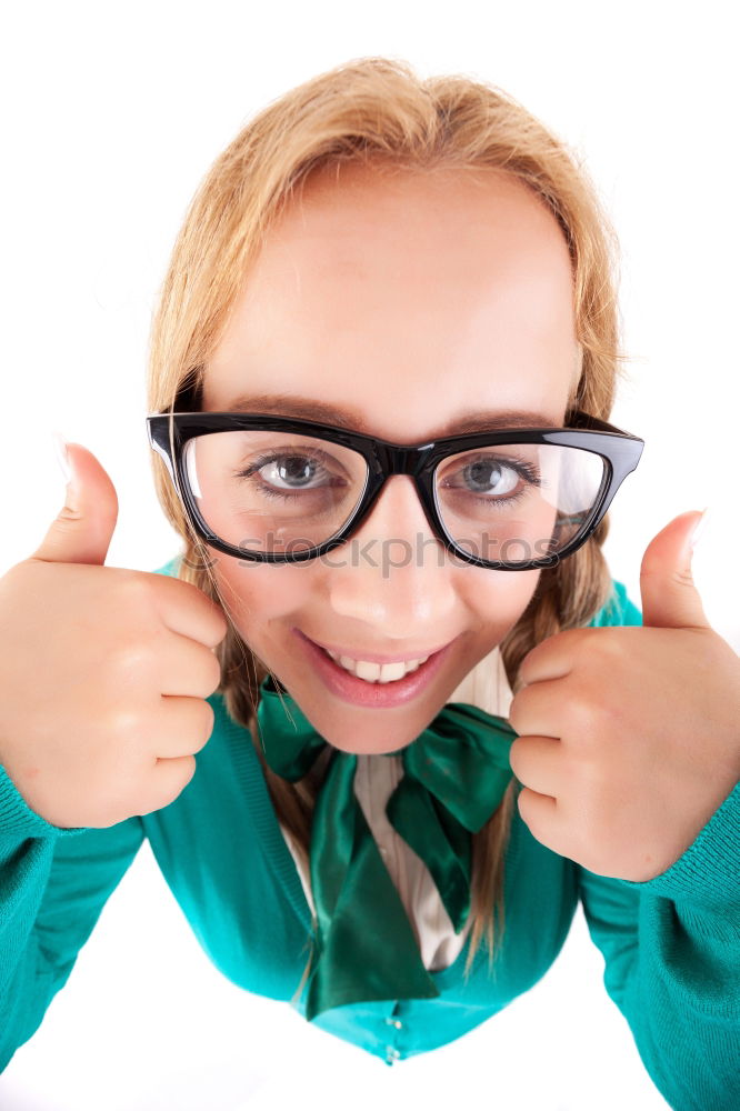 Similar – Image, Stock Photo Cute schoolgirl with pencil