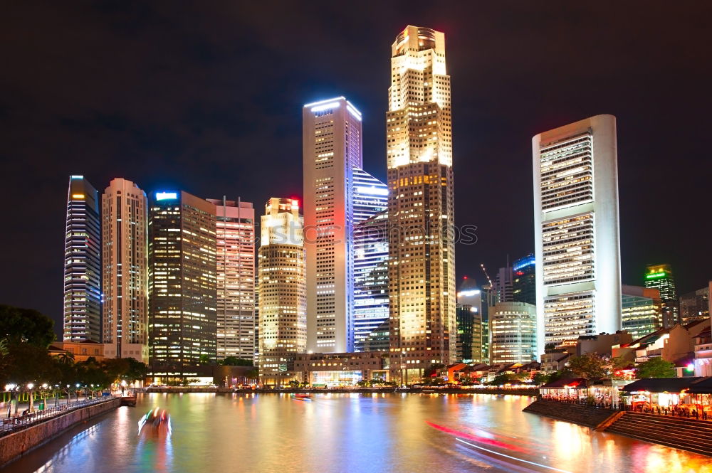 Similar – Image, Stock Photo Cae la noche en Singapur