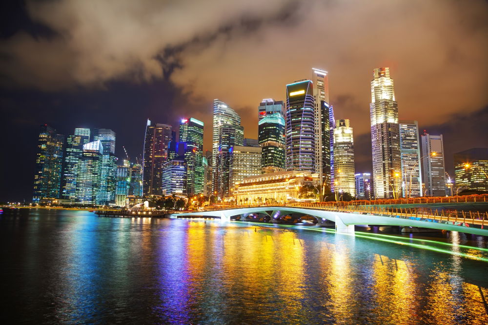 Similar – Image, Stock Photo Cae la noche en Singapur