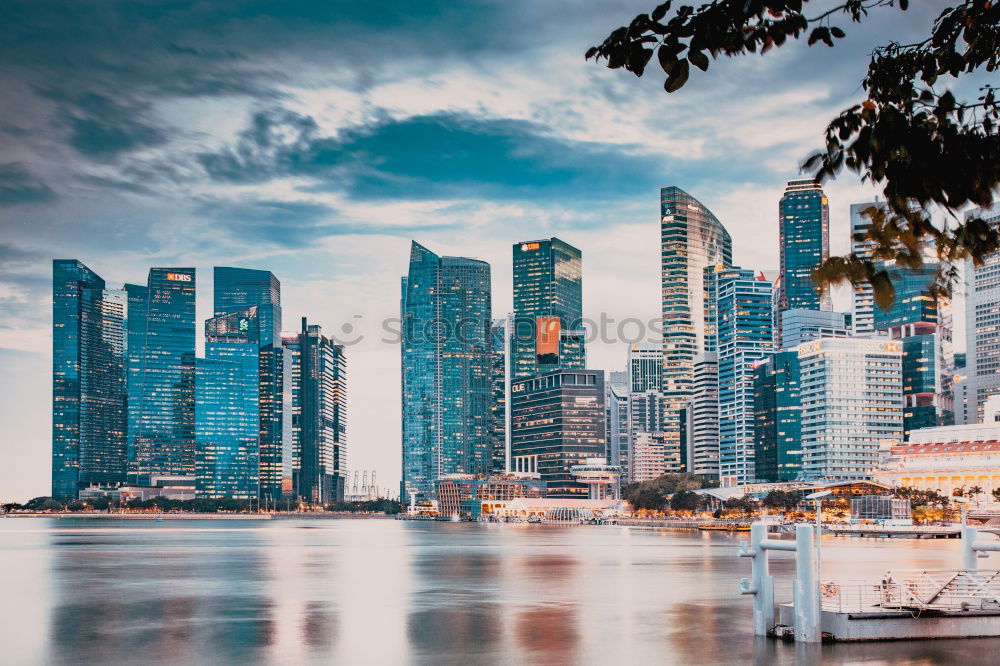 Image, Stock Photo Cae la noche en Singapur