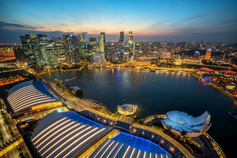 Similar – Image, Stock Photo Cae la noche en Singapur