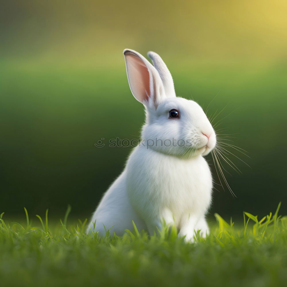 Similar – Image, Stock Photo small white bunny on lawn in the garden