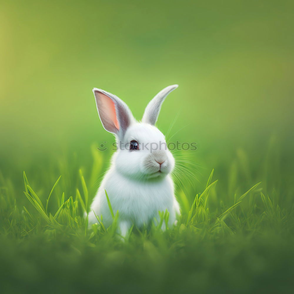 Similar – Image, Stock Photo small white bunny on lawn in the garden
