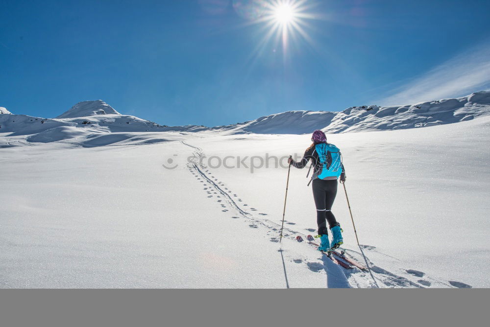 Similar – Image, Stock Photo Skier takes a rest looking at the panorama. Chamonix, France.