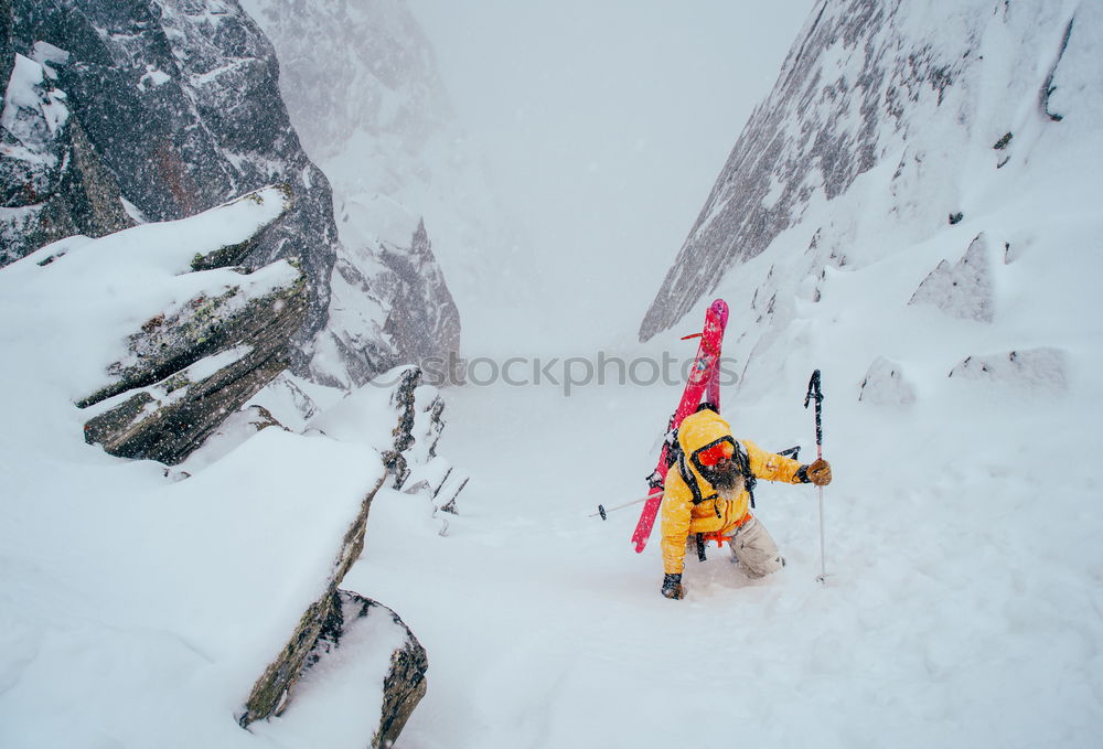 Similar – Two climbers next to the Cinque Torri, Dolomiti, Italy.