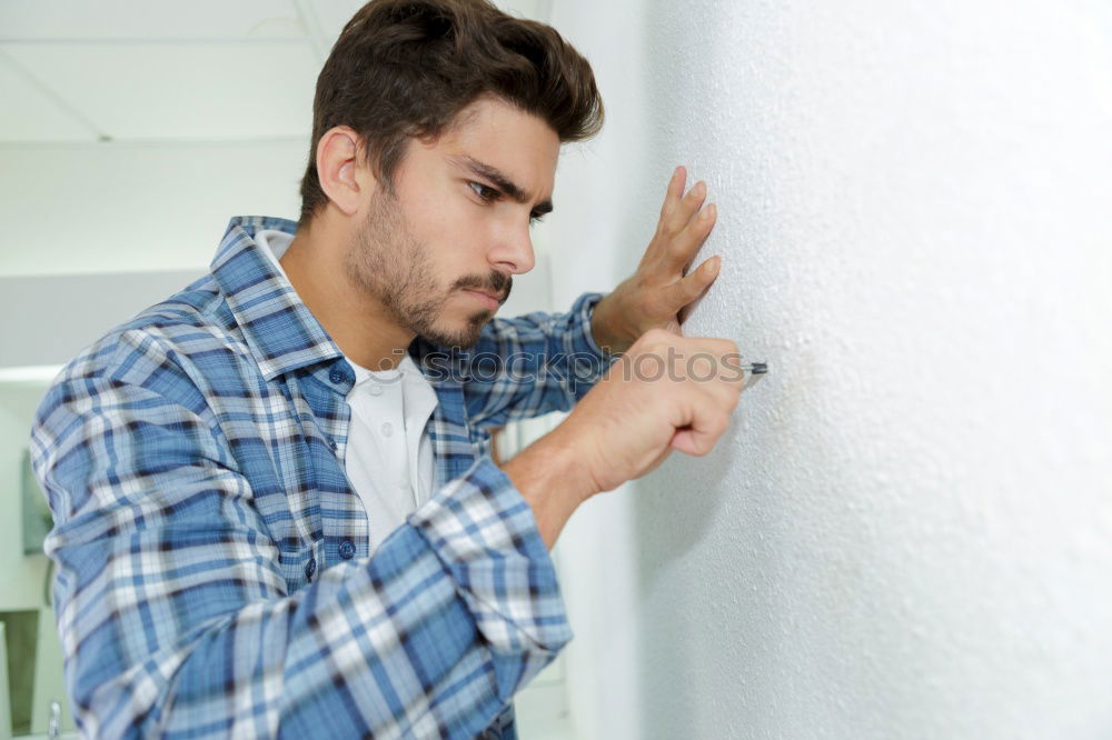 Similar – Image, Stock Photo Handsome caucasian young man in casual clothes in urban environment