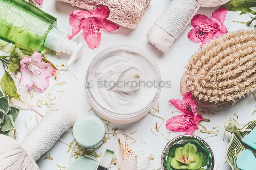 Similar – Green spa background with cloth, candle and orchid