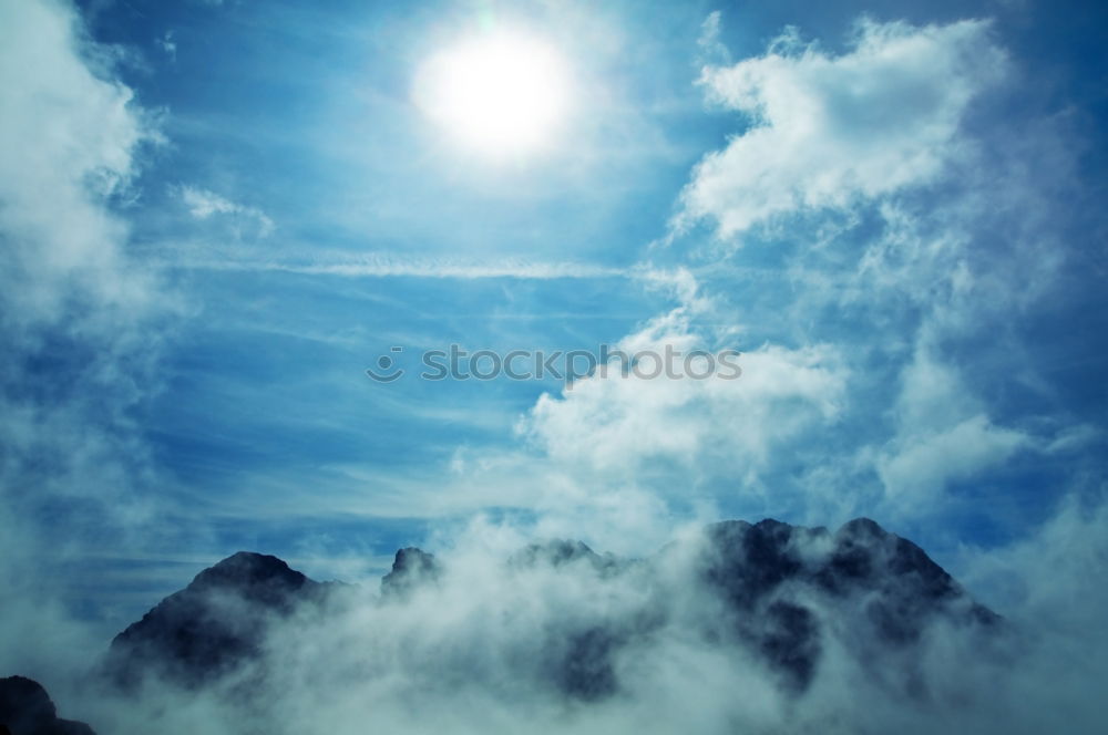 Similar – Image, Stock Photo Silhouette of hiking friends against sun