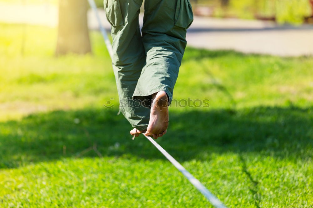 Image, Stock Photo rope, feet, slacking