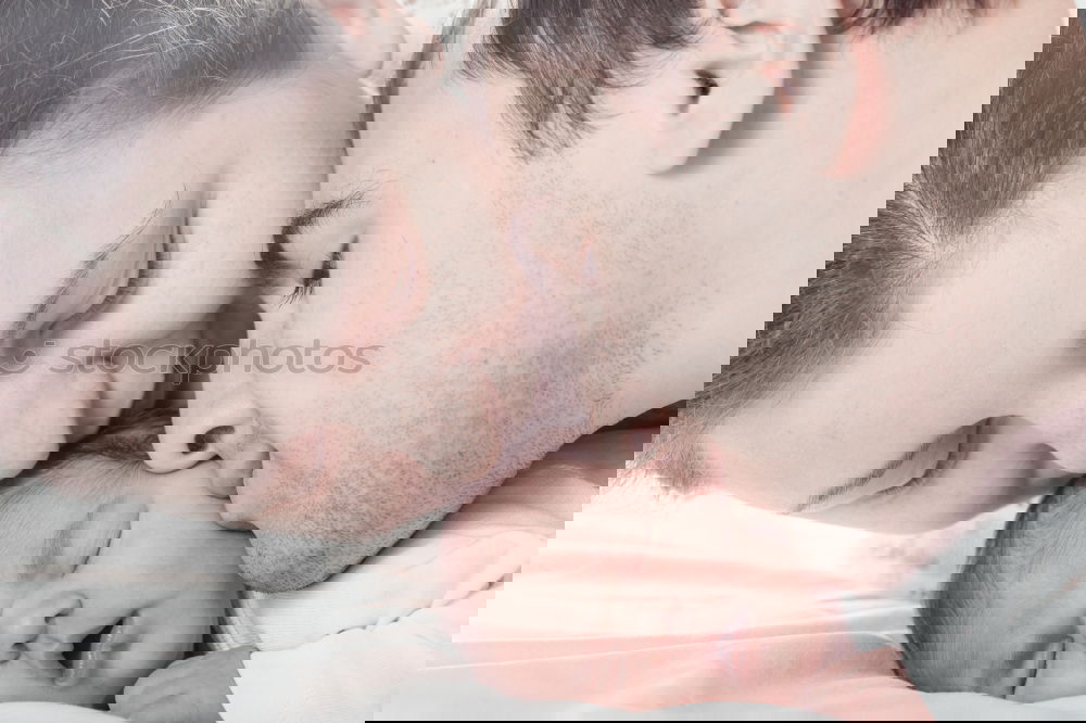 Similar – Image, Stock Photo Man kissing to peaceful newborn lying over bed