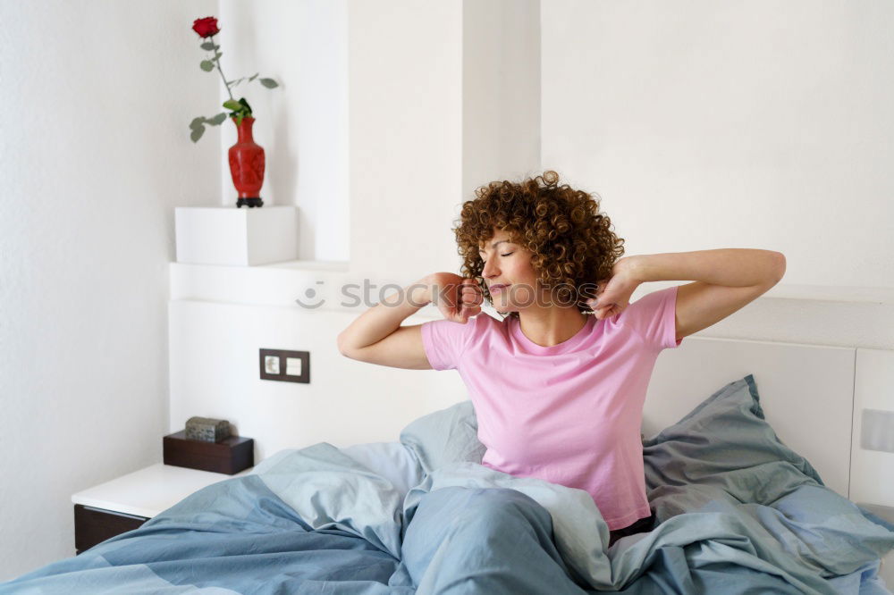 Similar – Image, Stock Photo Woman stretching in bed