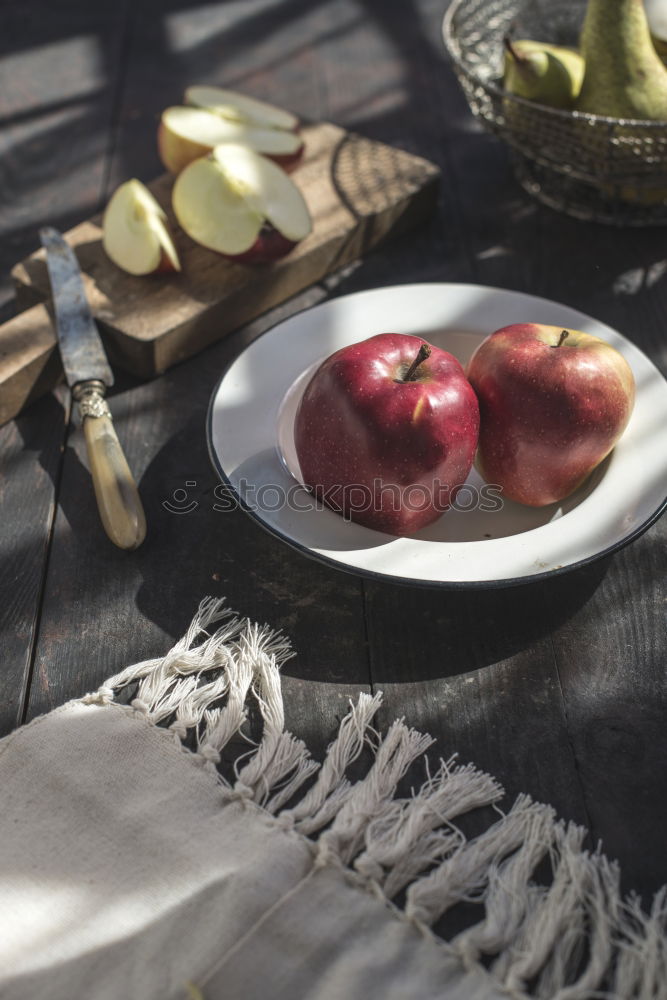 Image, Stock Photo Sliced apples on a plate