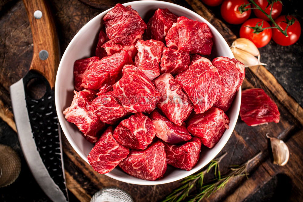 Image, Stock Photo Meat cubes for goulash