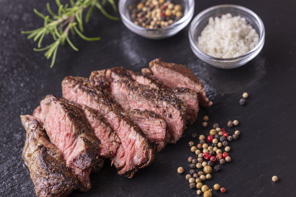 Similar – Image, Stock Photo Sliced medium fried steak