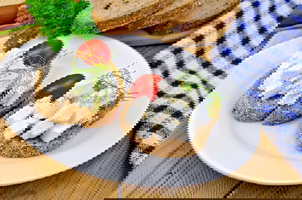 Image, Stock Photo Crispbread with cream cheese and radishes