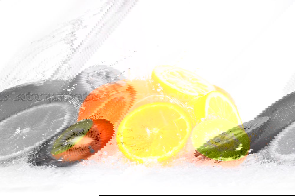 Similar – Image, Stock Photo A glass of soft drink with tangerine, cucumber and straw on white background