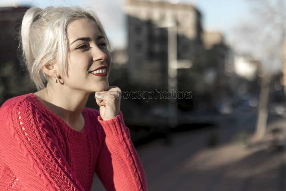 Similar – Blonde woman with nose piercing