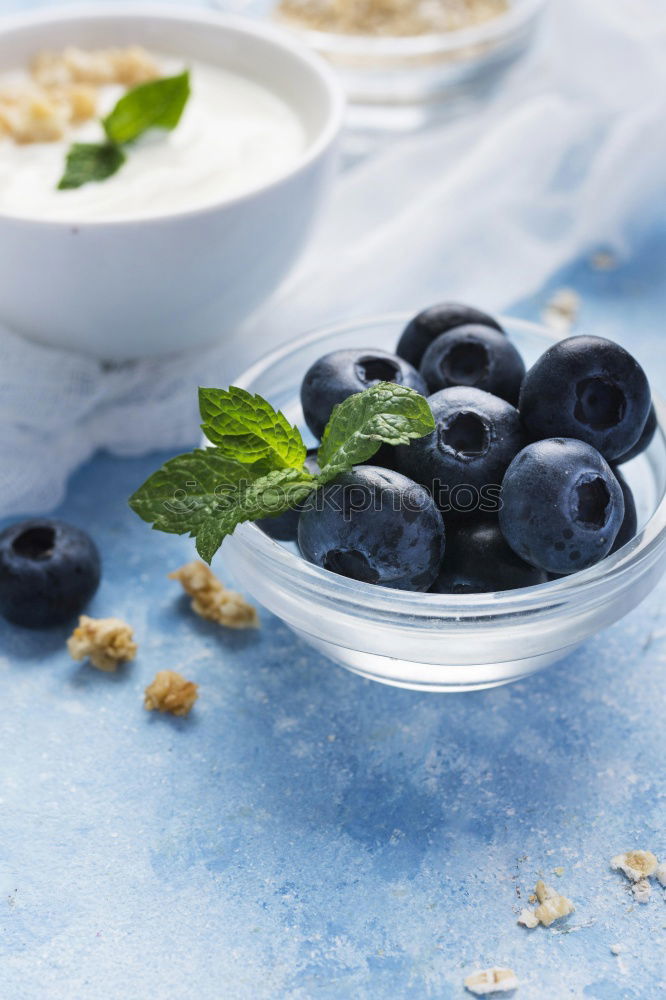 Similar – organic fresh blueberry and cereal with milk