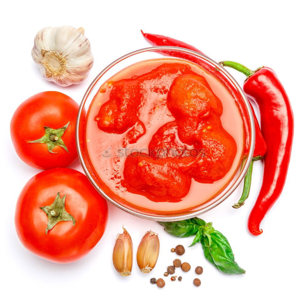 Similar – Fresh tomato soup with ingredients