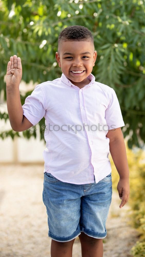 Similar – Image, Stock Photo Adorable latin child in the garden