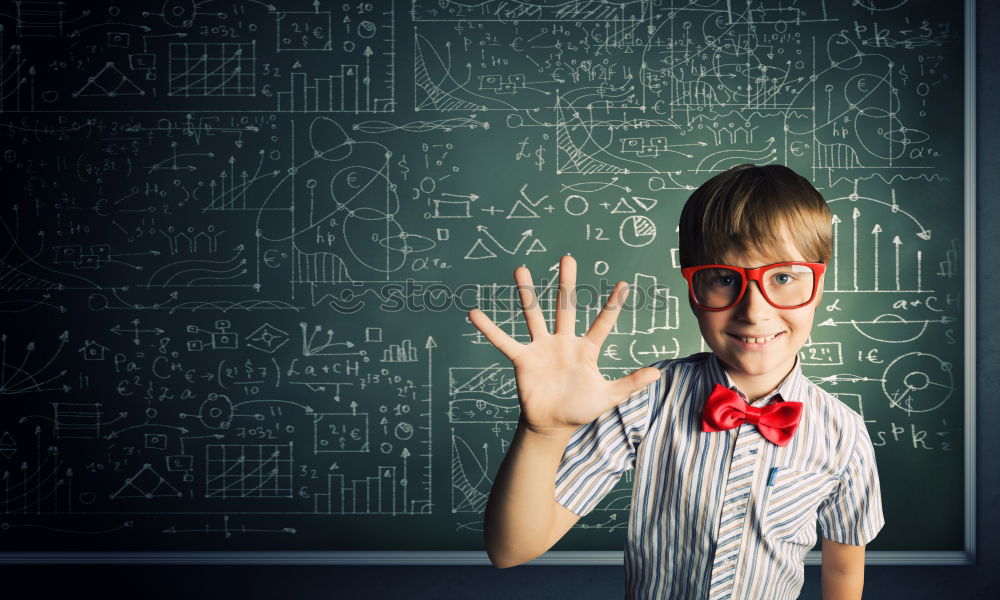 Similar – Image, Stock Photo Cute schoolgirl posing in a classroom