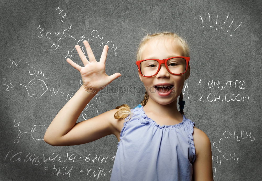 Similar – Image, Stock Photo Cute schoolgirl posing in a classroom