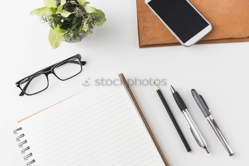 Similar – Image, Stock Photo Desk with open block with text space from above