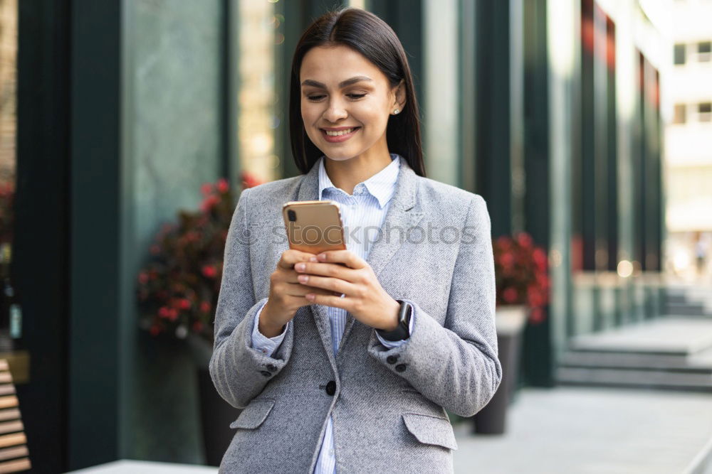 Similar – Image, Stock Photo Asian young woman texting message with phone